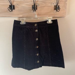 H&M Mini Black Corduroy Skirt w/ Front Buttons. Size 2.